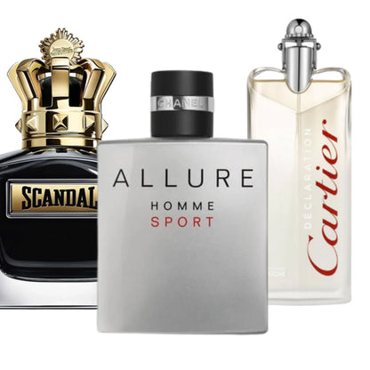 3er Duft-Set: Jean Paul Gaultier Scandal, Allure Homme Deporte and Cartier Declaration - 100ml