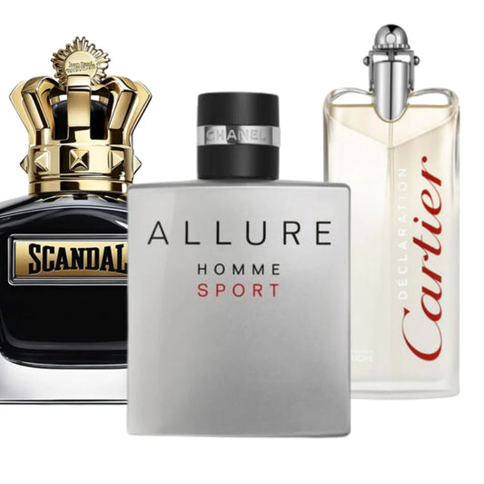 3er Duft-Set: Jean Paul Gaultier Scandal, Allure Homme Deporte and Cartier Declaration - 100ml