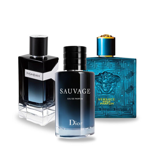 3er Duft-Set: Dior SAUVAGE, Yves Saint Laurent AND MEN and Versace EROS - 100ml